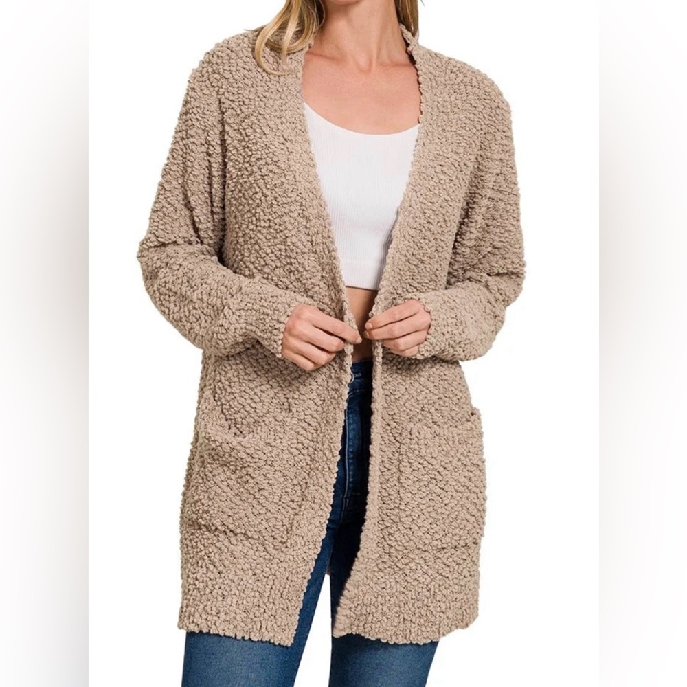 Oversized Zenana Popcorn Sweater Cardigan XL